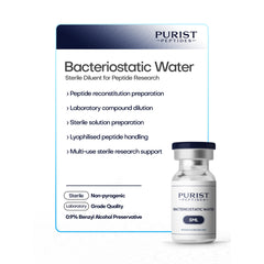 Purist Peptides Bacteriostatic Water 5ml - sterile diluent for peptide reconstitution overview