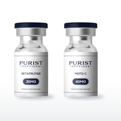 Fat Loss Stack — complete 8-week research cycle: Retatrutide 30mg + MOTS-C 40mg vials from Purist Peptides