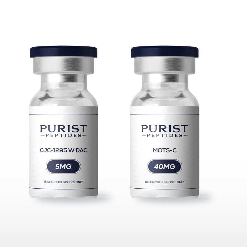 Lean Growth Stack — complete 8-week research cycle: CJC-1295 w DAC 5mg + MOTS-C 40mg vials from Purist Peptides