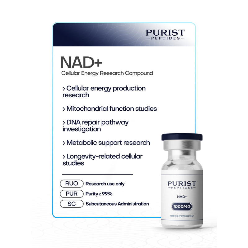 Purist Peptides NAD+ - energy, longevity, anti-aging and cellular-repair research overview