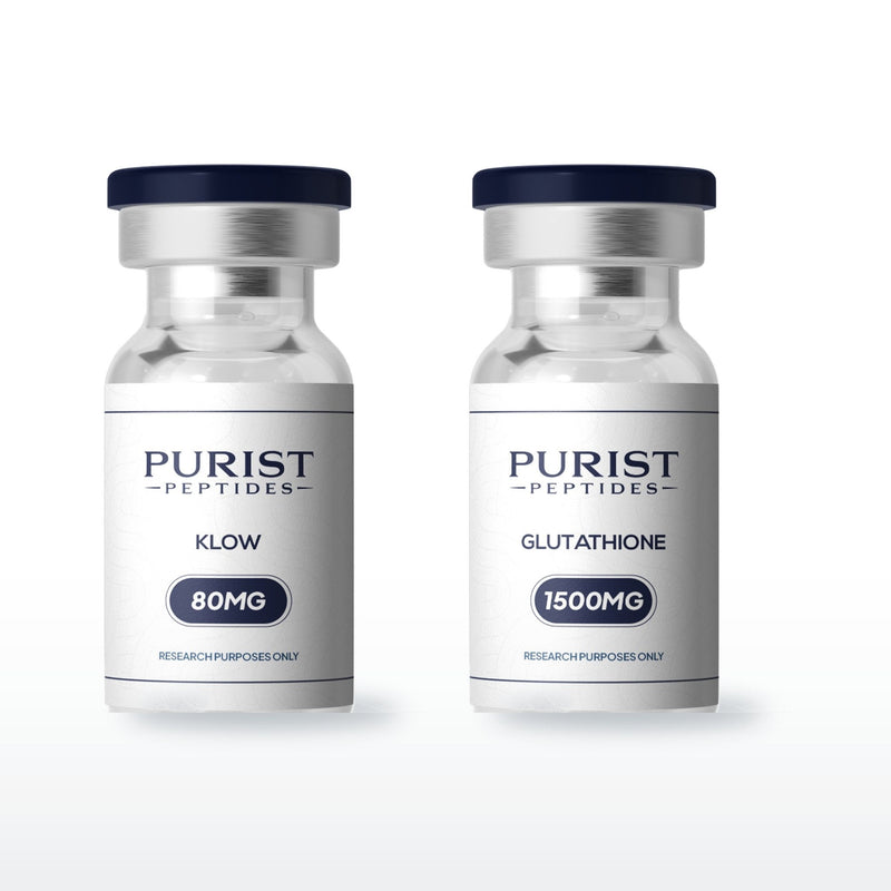 Skin & Anti-Ageing Stack — complete 4-week research cycle: KLOW 80mg + Glutathione 1500mg vials from Purist Peptides
